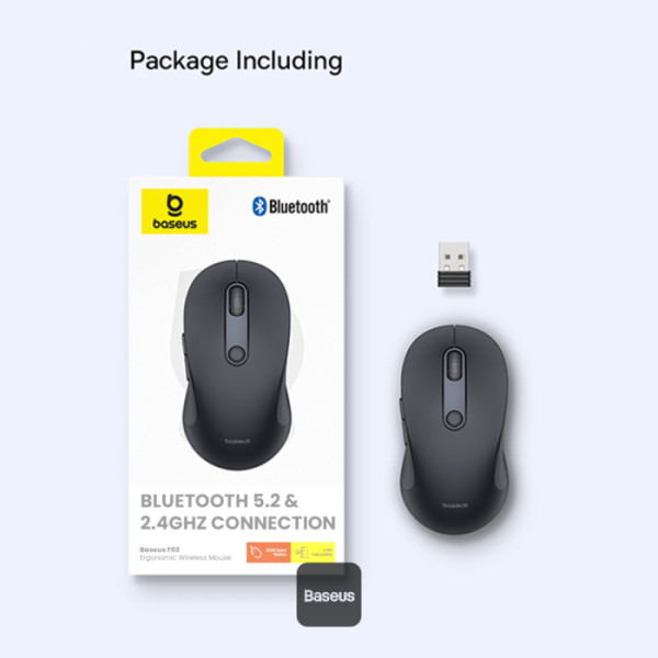 Baseus F02 Ergonomic Dual Mode Bluetooth & Wireless Silent Mouse