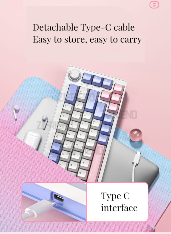 Zifriend ZA68 Hot Swappable Rgb Mechanical Keyboard -Purple Pink – Tnt custom linear Switch