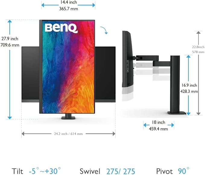 BenQ PD2705UA Ergo Arm Mac-Ready 27" 4K UHD IPS Monitor