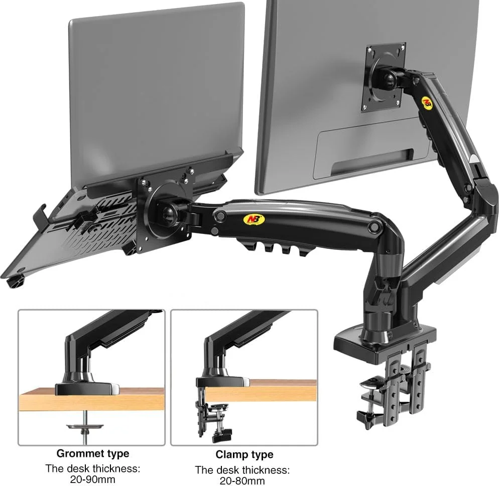 North Bayou F160-FP Laptop Mount with Adjustable Tray for 10-17”Notebook, Full Motion Arm