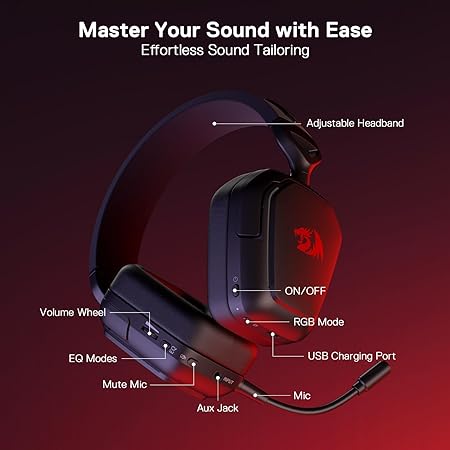 Redragon H868 Detachable Microphone Virtual Sound Gaming Headset