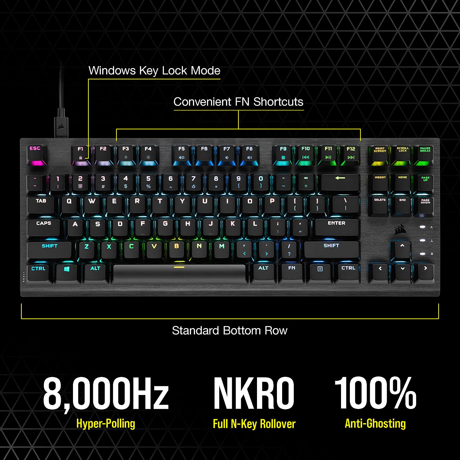 K60 PRO TKL RGB Tenkeyless Optical-Mechanical Gaming Keyboard CORSAIR OPX Switch (NA)