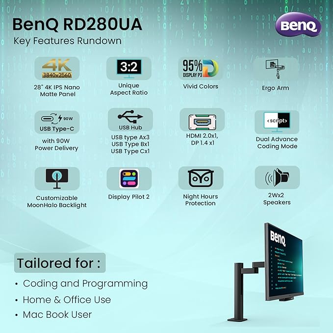 BenQ RD280UA 28.2" 4K+ 3840x2560 3:2 Special Ratio Programming Monitor