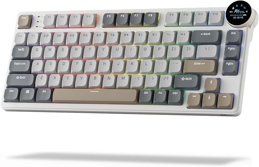 Royal Kludge N80 Low-Profile Tri-Mode RGB Mechanical Keyboard ( PEARLY DAWN)