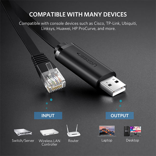 UGREEN CM204 (50773) USB-A To RJ45 Console Cable - 1.5M