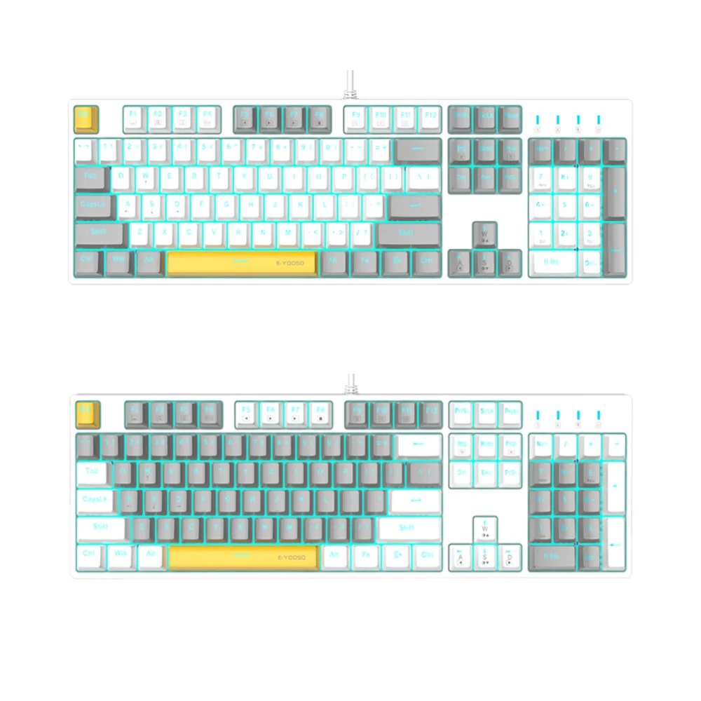 E-Yooso Z14 Hotswappable Mechanical Keyboard Ice Blue Backlit