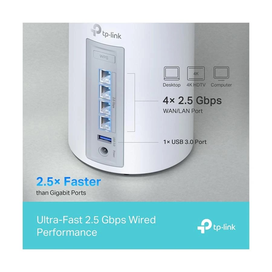 TP-Link Deco BE65 BE11000 Mbps 2.5G Tri-Band Wi-Fi 7 Mesh Router (2-Pack)