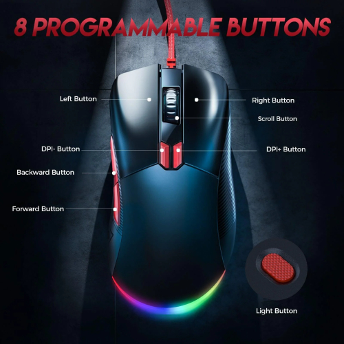 EKSA EM500 RGB LIGHTWEIGHT GAMING MOUSE (Black)