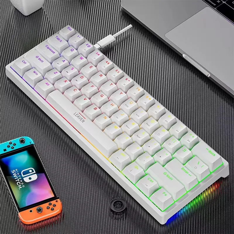 LEAVEN K620 Wired (Full White) Hot-swappable Gaming Mechanical Keyboard