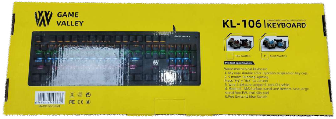 GAME VALLEY KL-106 MECHANICAL WIRED GAMING KEYBOARD