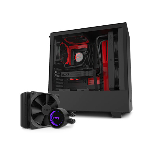 NZXT H510 Compact Black Red with Kraken M22 Liquid Cooler Combo