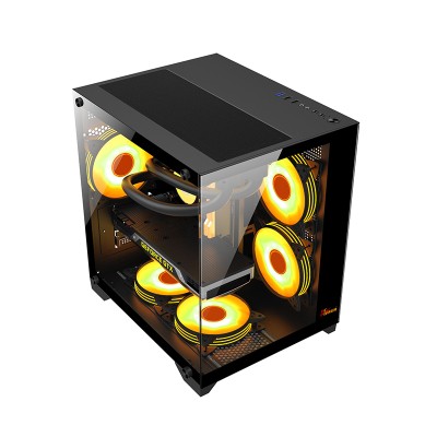 PC POWER OCEAN VIEW V1 MATX GAMING CASING (5 X ARGB FAN) BK