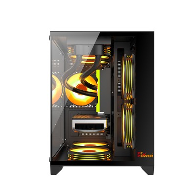 PC POWER OCEAN VIEW V1 MATX GAMING CASING (5 X ARGB FAN) BK