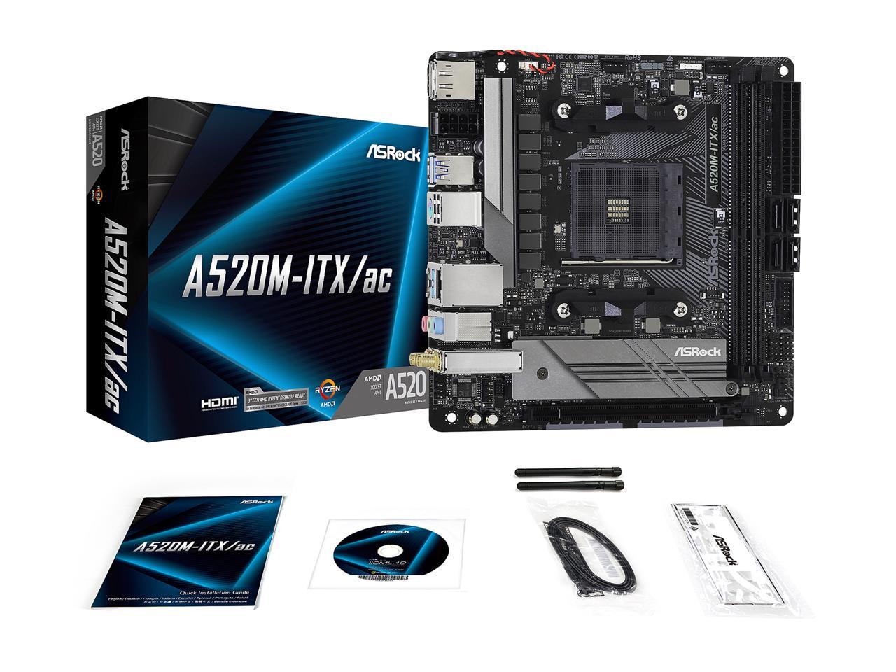 ASRock A520M-ITX/AC AM4 AMD A520 SATA 6Gb/s Mini ITX AMD Motherboard