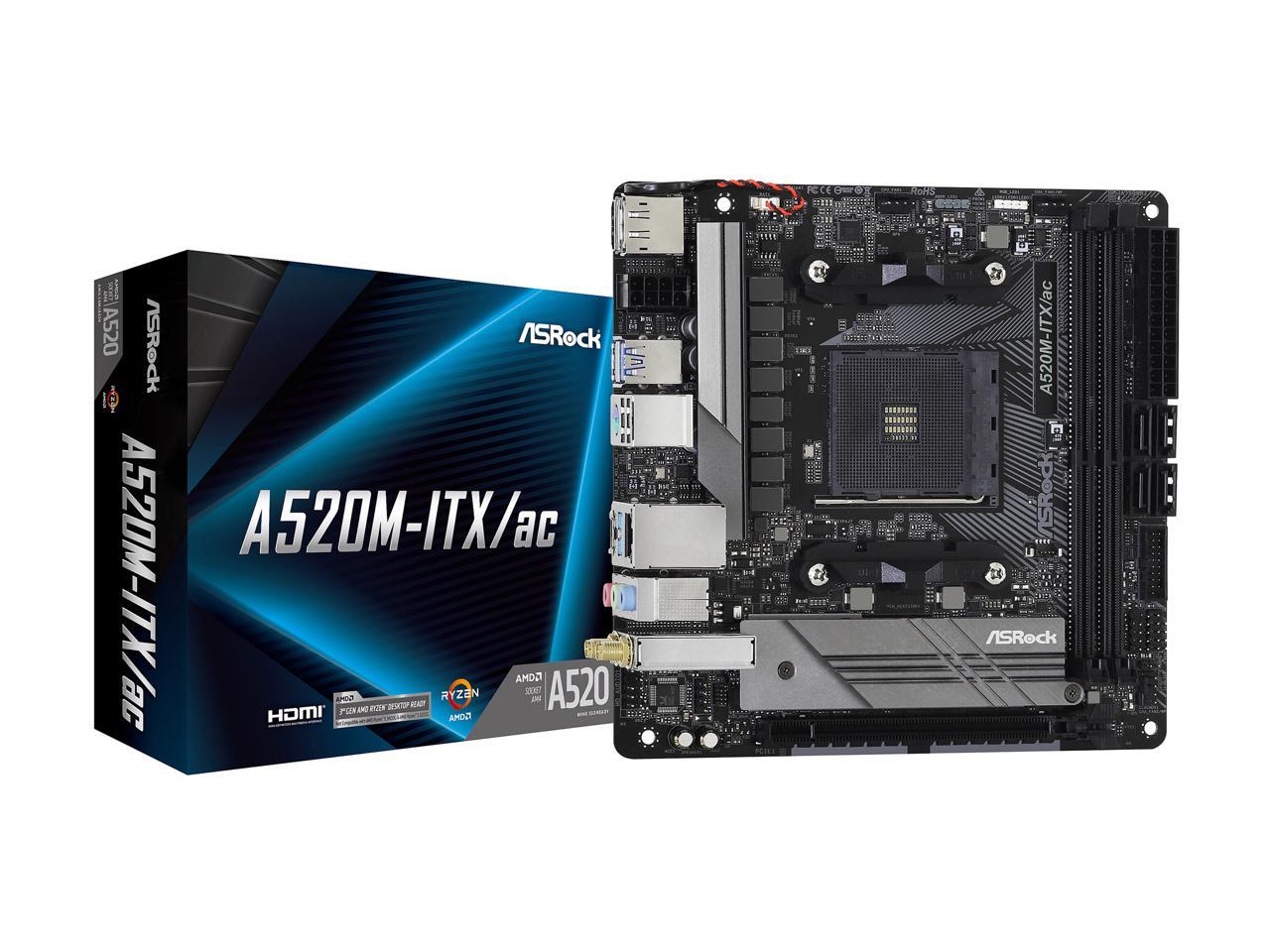 ASRock A520M-ITX/AC AM4 AMD A520 SATA 6Gb/s Mini ITX AMD Motherboard