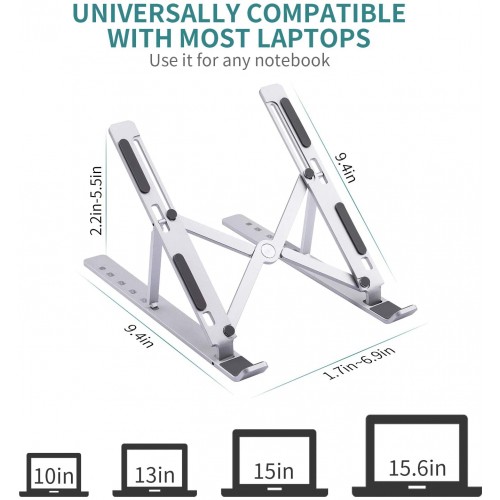 Adjustable & Foldable 10" to 17.5" 6 Angles Travel Laptop Stand (10810)