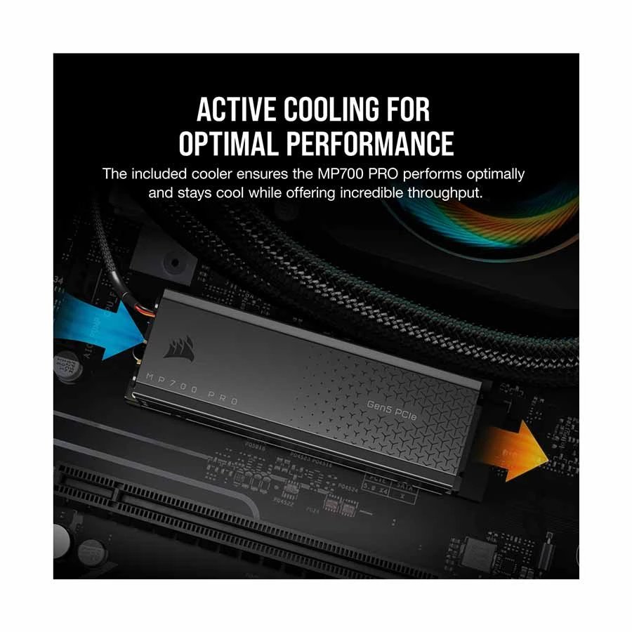 Corsair MP700 PRO 1TB M.2 2280 PCIe Gen 5.0 x 4 NVMe 2.0 Internal SSD with Air Cooler