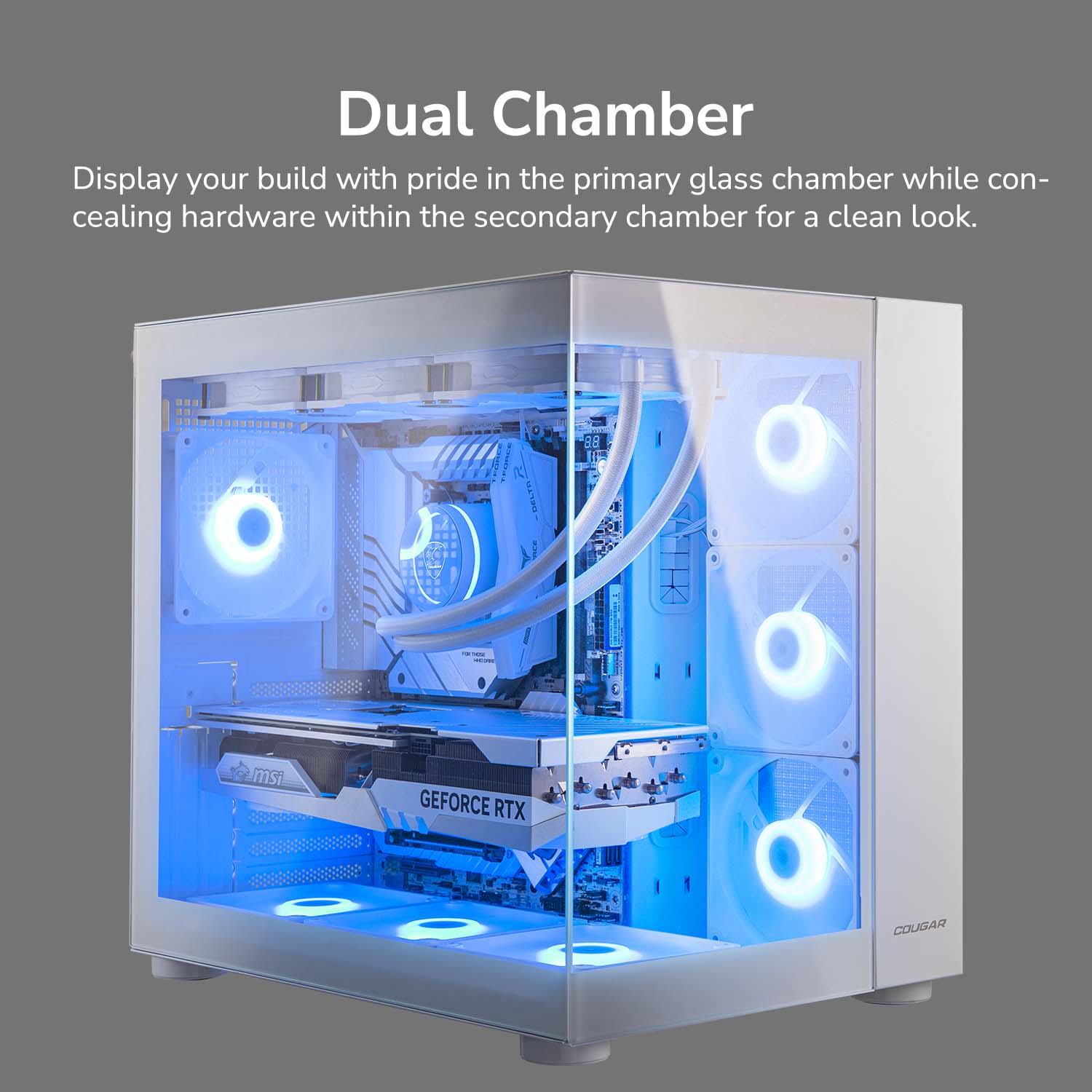 Cougar FV150 RGB Dual Chamber Mid Tower ATX Gaming Casing White