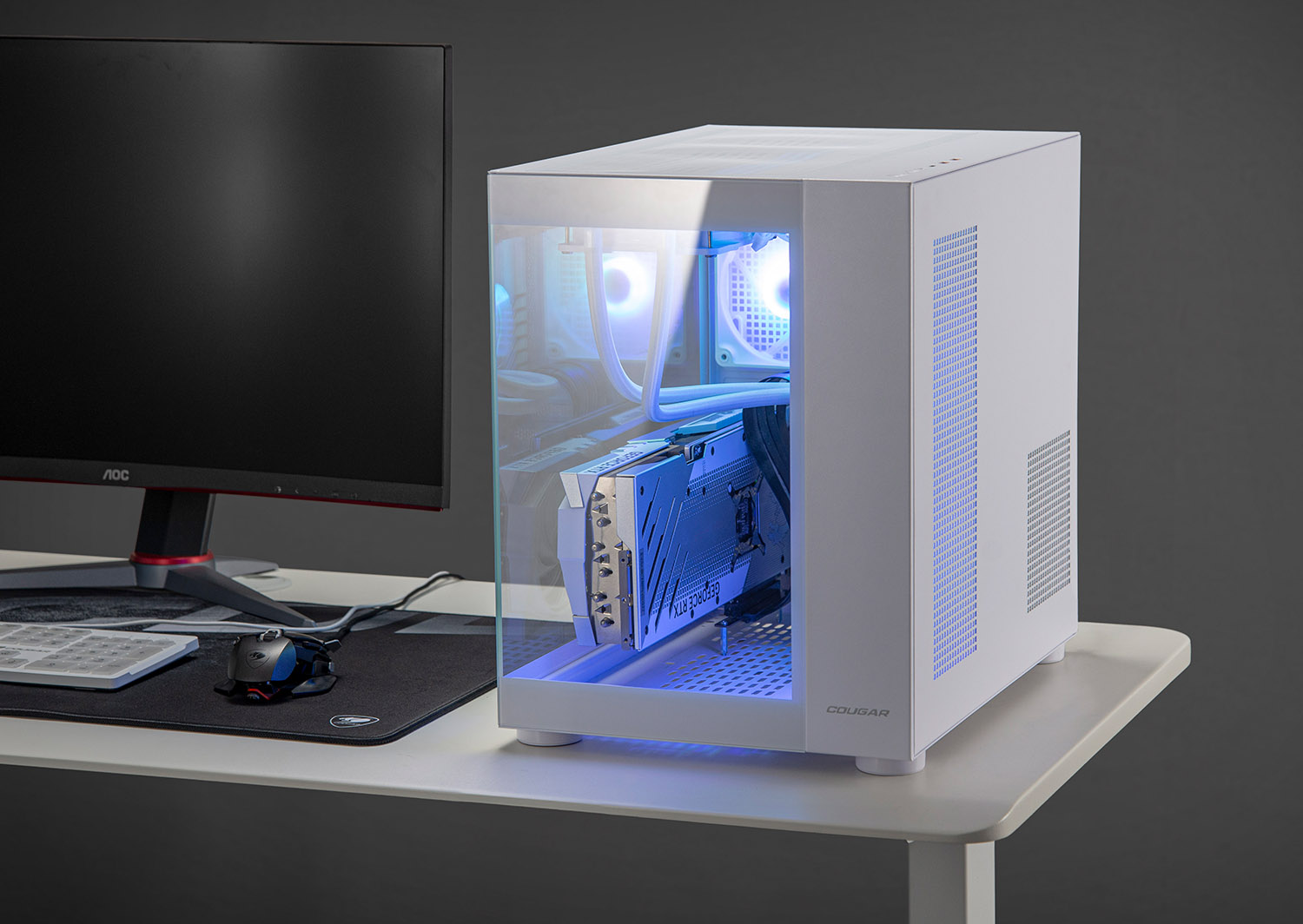 Cougar FV150 RGB Dual Chamber Mid Tower ATX Gaming Casing White