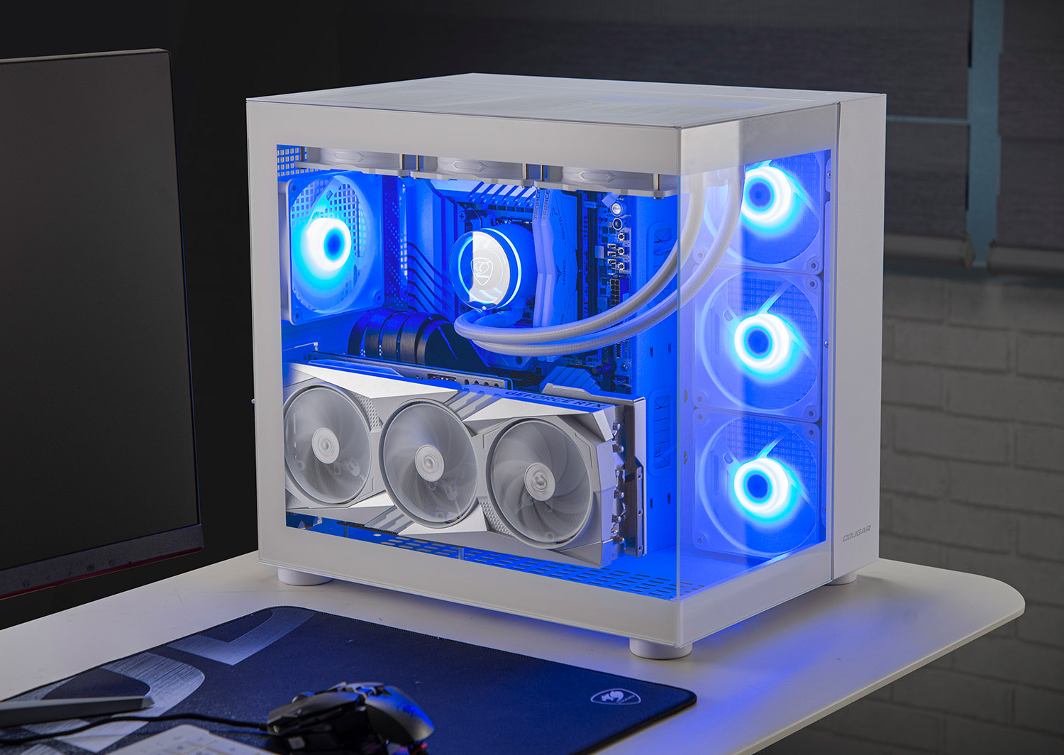 Cougar FV150 RGB Dual Chamber Mid Tower ATX Gaming Casing White