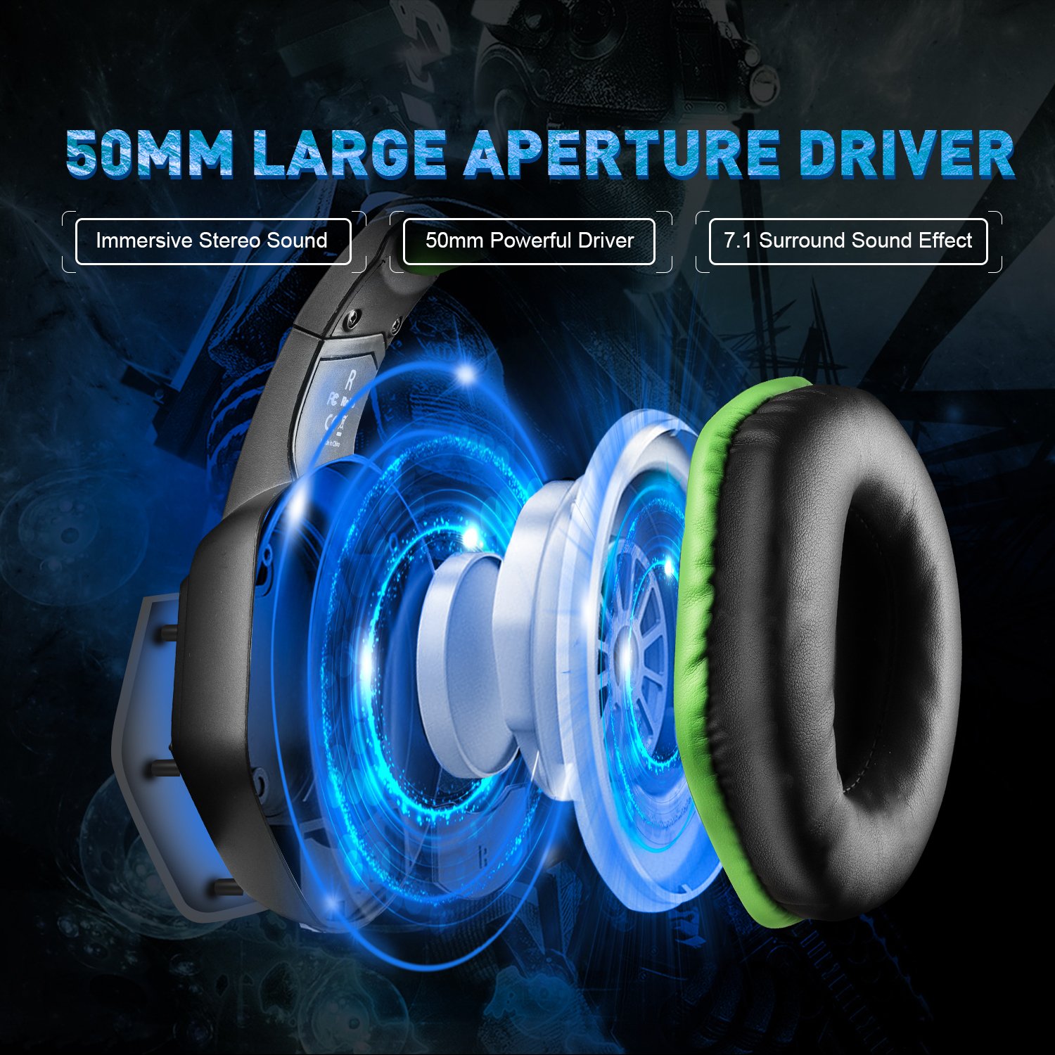 EKSA E1000 Noise Cancelling , 7.1 Surround Wired USB Gaming Headset