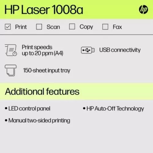 HP Laser 1008a Single Function Mono Laser Printer