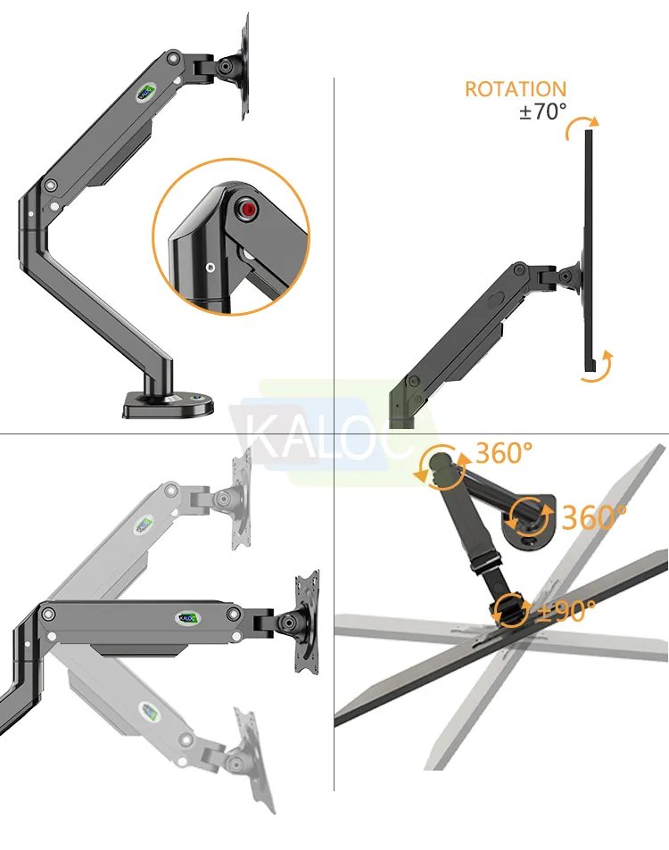 Kaloc KLC-DS200 Single Gas Spring Monitor Desk Mount Stand