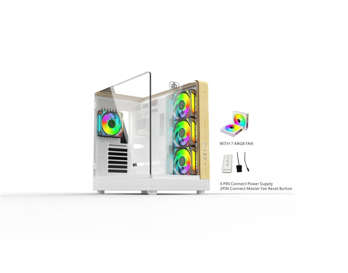 MONARCH AQUA X7 ARGB ATX Desktop Gaming Case (White)