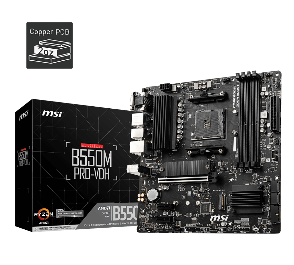 MSI B550M Pro-VDH AMD AM4 DDR4 Micro-ATX Motherboard