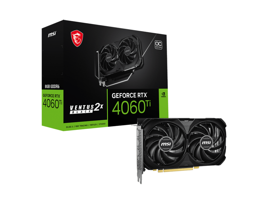 MSI GeForce RTX 4060 Ti 8G VENTUS 2X BLACK E1 OC 8GB GDDR6 Graphics Card