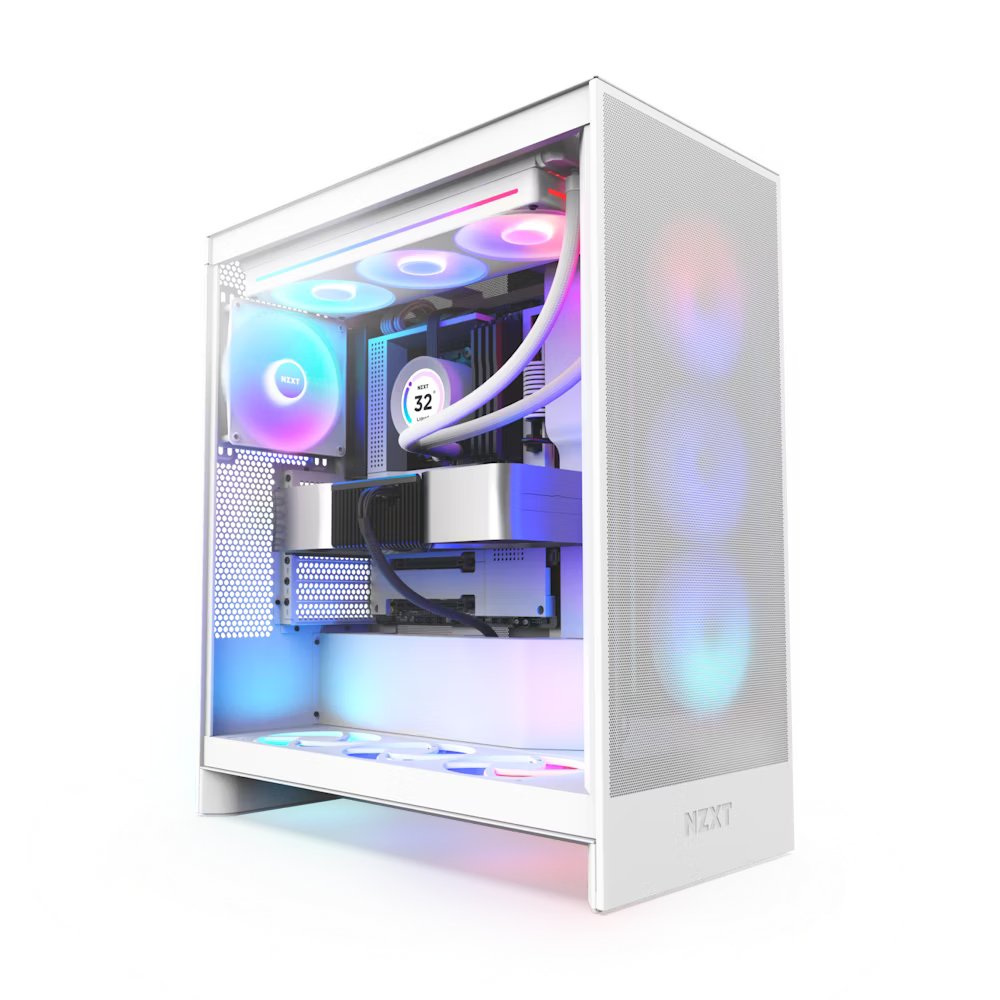 NZXT H7 Flow RGB 2024 Mid-Tower ATX Airflow Casing With 360 RGB Fan White