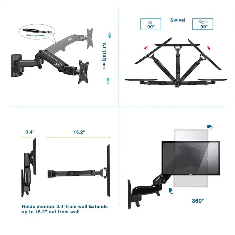 North Bayou F150 Swivel 17-27inch Monitor Desk Mount