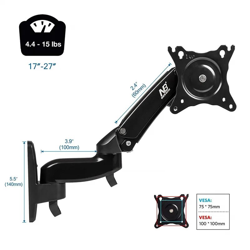 North Bayou F150 Swivel 17-27inch Monitor Desk Mount