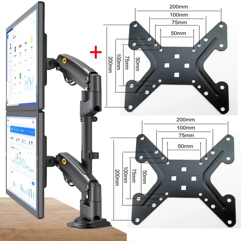 North Bayou H180 22"-32"Double Monitor Desk Mount Gas Spring Full Motion