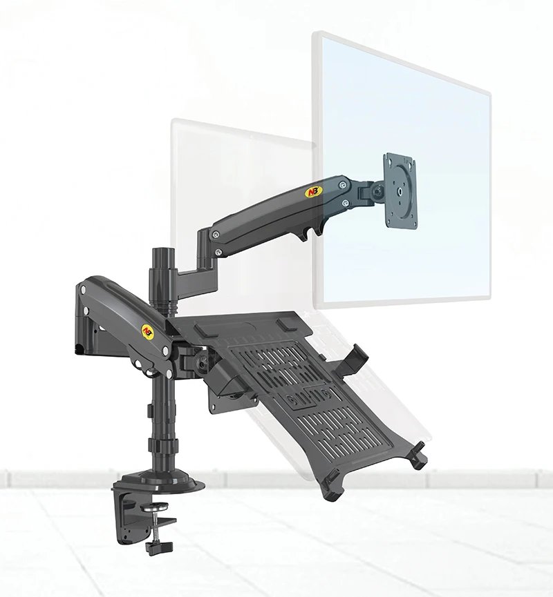 North Bayou H180 FP 22"-32" Monitor Holder+10"-17" Laptop Support Desk Mount