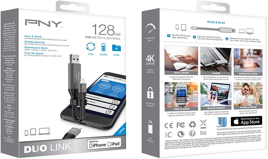 PNY 128GB DUO LINK iOS USB 3.0 OTG Flash Drive