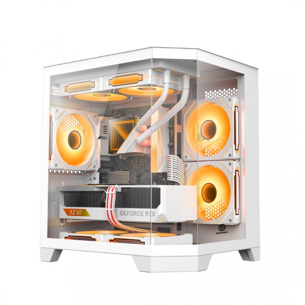 Revenger Air Box Mini ARGB Mid-Tower Gaming Desktop Case (White)