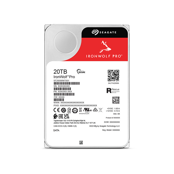 Seagate IronWolf Pro 20TB 3.5-inch 7200RPM SATA NAS HDD - ST20000NT001