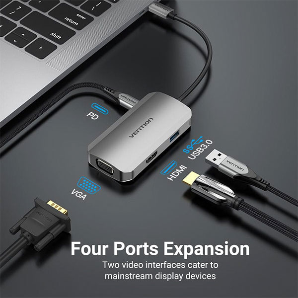 VENTION TOAHB USB-C to HDMI/VGA/USB Docking Station