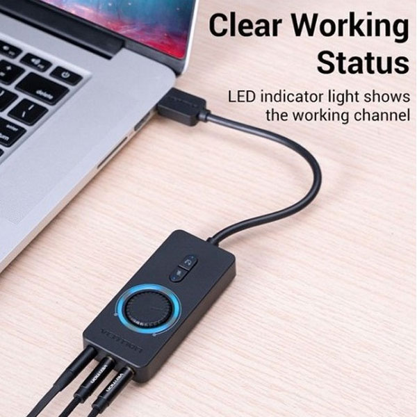 VENTION CDRBB USB 2.0 External Stereo Sound Adapter with Volume Control 0.15M Black ABS Type