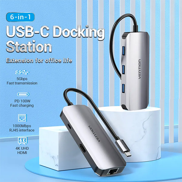 Vention TOHHB 6 in 1 USB Type C Docking Station