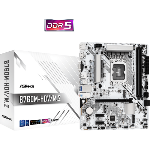 ASRock B760M-HDV/M.2 Intel 14th 13th & 12th Gen DDR5 LGA1700 Micro ATX Motherboard