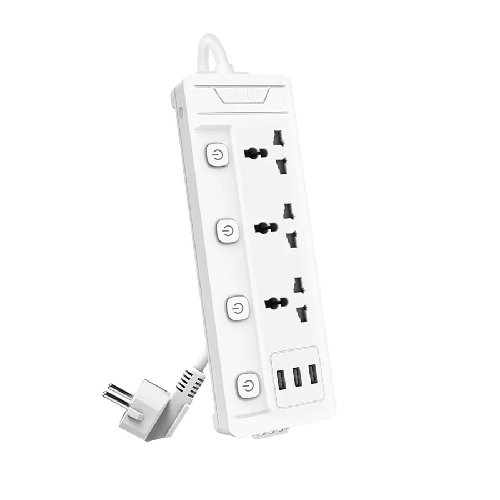 Deli ET410 2 Pin 3 Port 2 Meter Power Strip