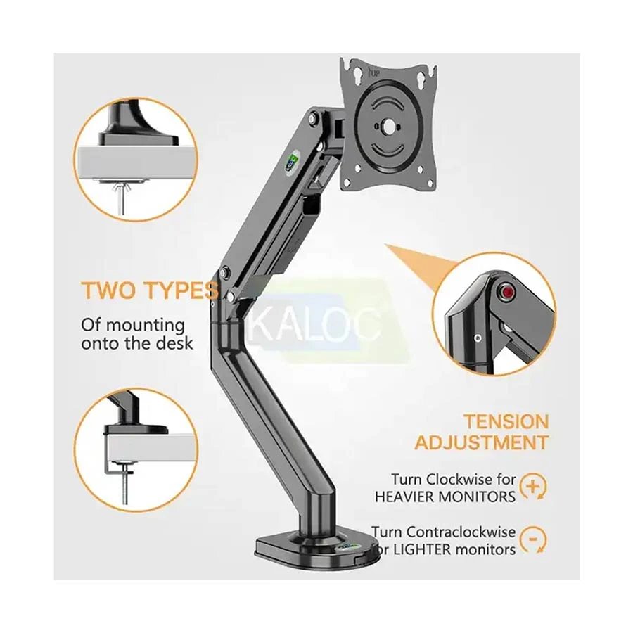 Kaloc KLC-DS200 Single Gas Spring Monitor Desk Mount Stand