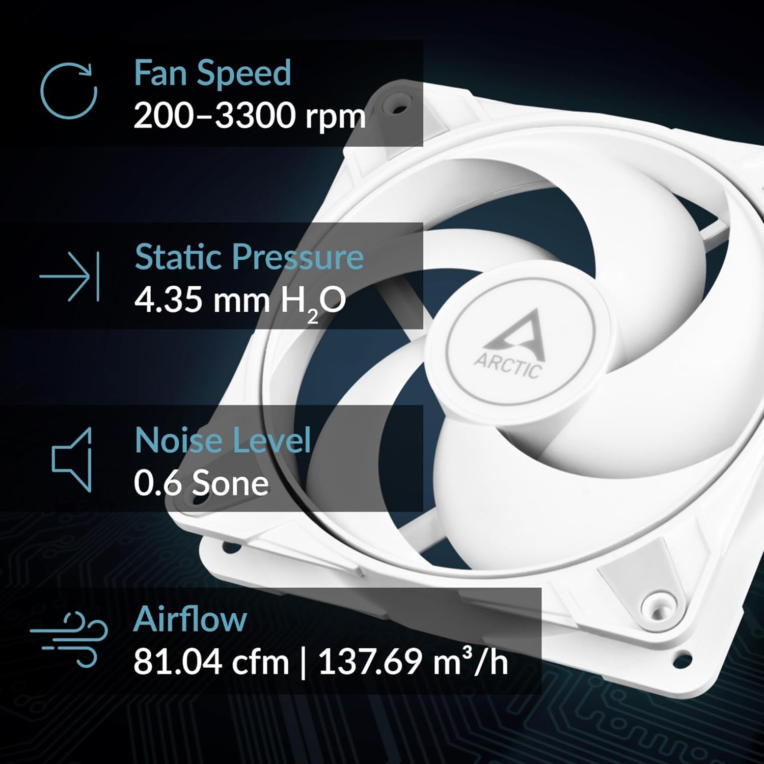 ARCTIC P12 Max - High-Performance 120 mm case Fan White