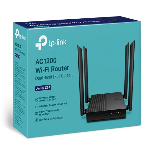 TP-Link Archer C64 AC1200 mbps Ethernet Dual-Band Wireless MU-MIMO Gigabit WiFi Router