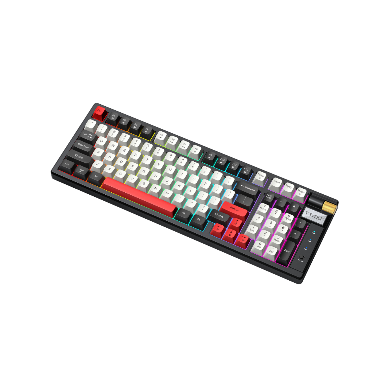 T-Wolf T70 Tri Mode Hotswappble RGB Mechanical Gaming Keyboard