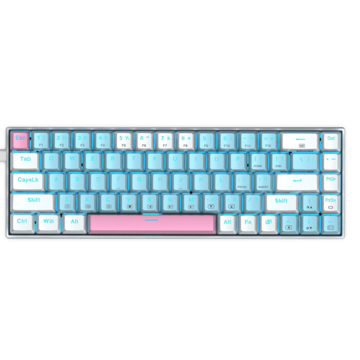 E-YOOSO Z686 Monochrome Compact Mechanical Keyboard with Ice Blue Backlit