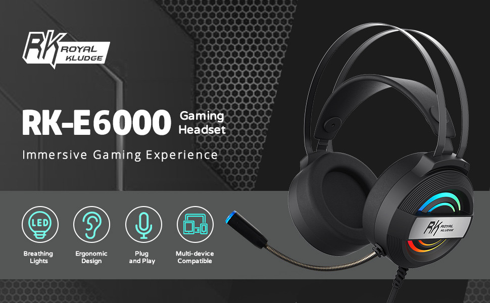 RK ROYAL KLUDGE E6000 Cat Ears 7.1 Gaming Headset (BLACK)