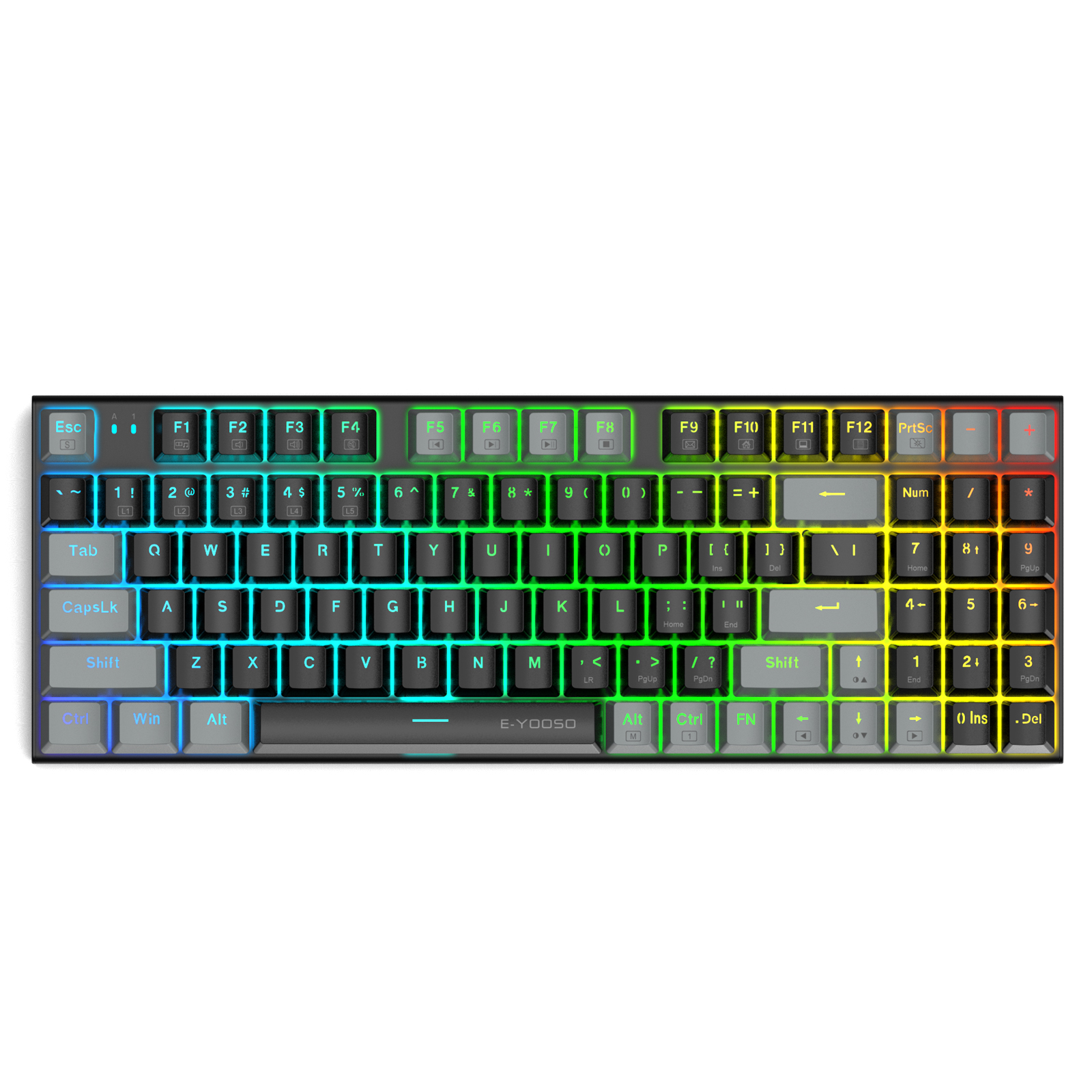 E-YOOSO Z19 Wired 94Keys RGB Hotswappable Mechanical Keyboard (Black Gray)